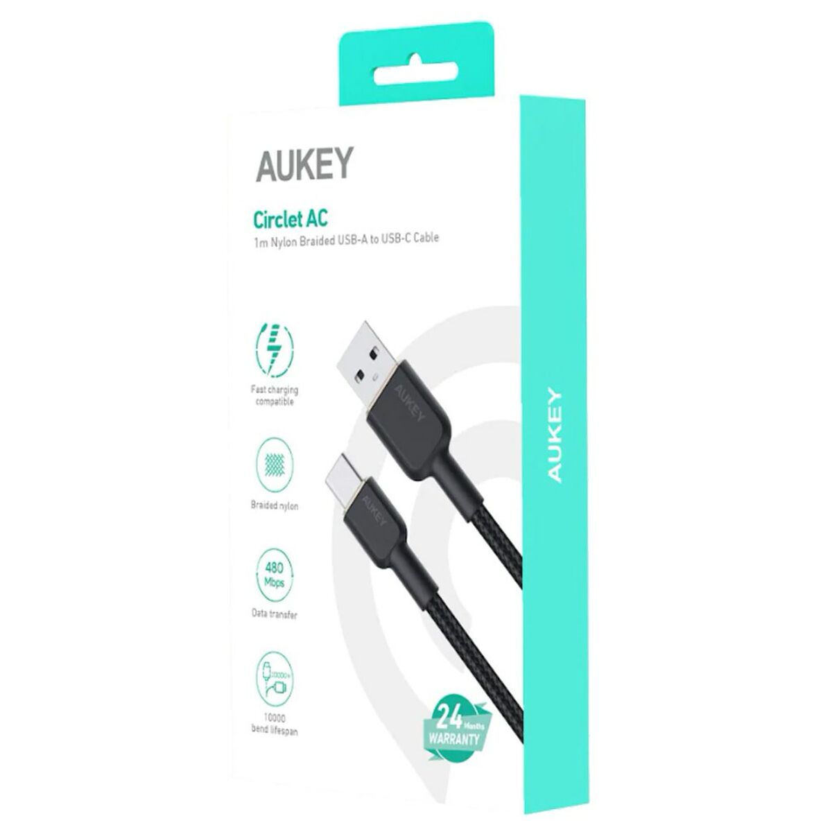 USB-C Kabel til USB Aukey CB-NAC1 Svart 1 m